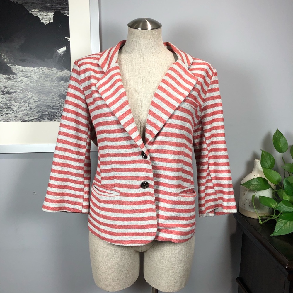 Anthropologie Cantonnier red striped blazer Jack L